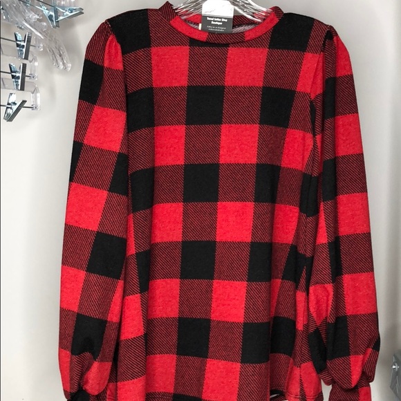 Red & Black plaid top - Picture 5 of 6